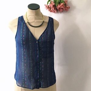 Forever 21 Sheer Tribal Print Top Size Blue  XS